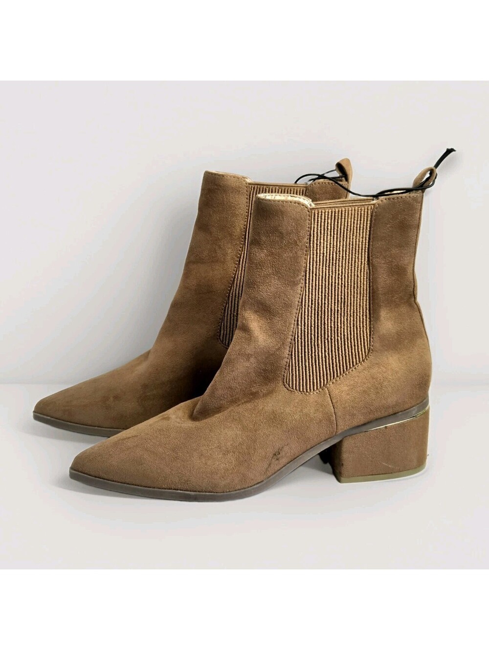 Express Women's Cognac Faux Suede Size 10M Chelsea Ankle Boots Western Bootie